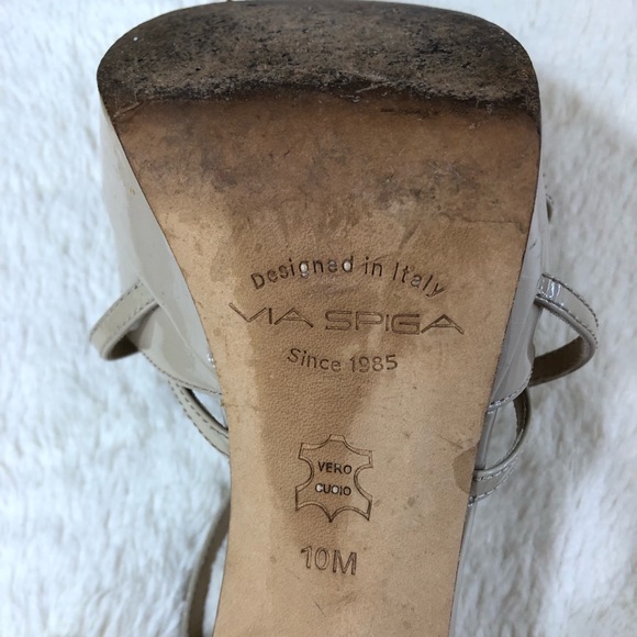 Via Spiga Nude Patent Leather High Heel Sandal - Picture 4 of 8